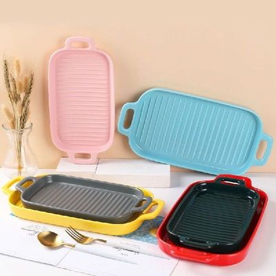 Nordic Rectangular Binaural Baked Dish Ceramic Plate Home