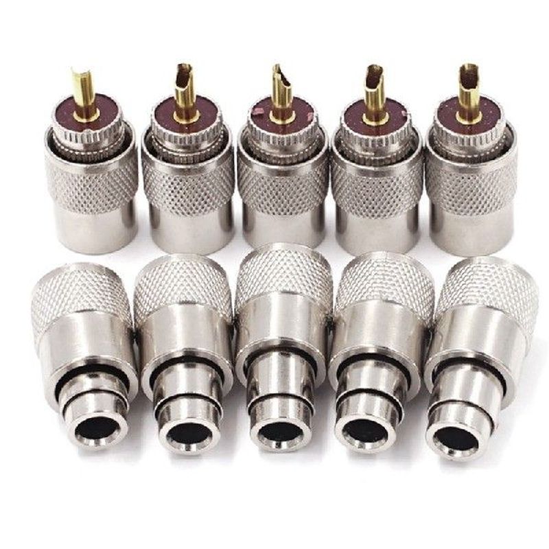 10Pcs/Lot Screwed Coupling Connector PL259 UHF Male Plug