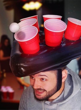 Black PVC Inflatable Beer Pong Hats Fun Throwing   Kids Ferr