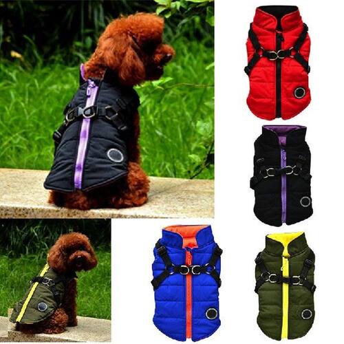 Waterproof Winter Dog Jacket With Harness Warm Pet Clothes