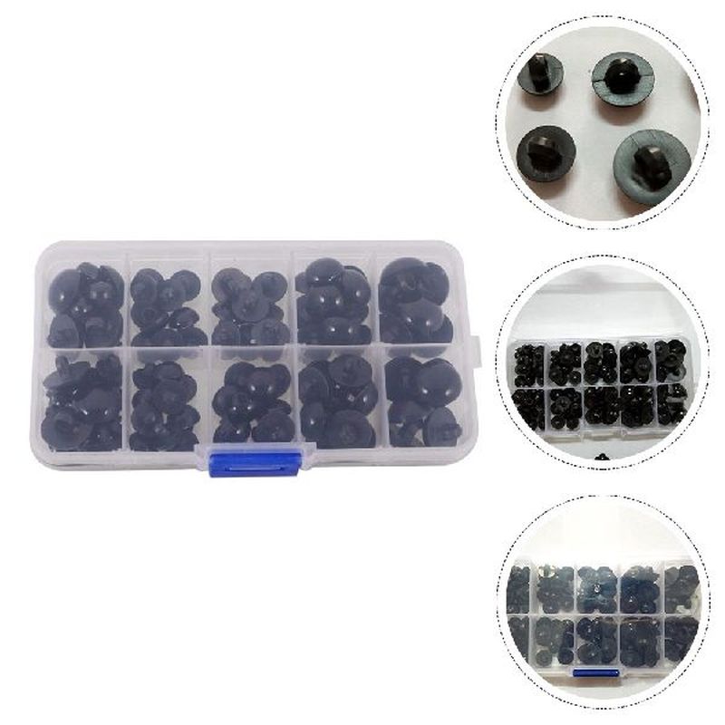 100 Pieces Plastic Black Half Mushroom Buttons Sewing