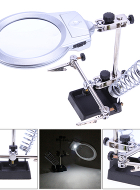 6X2.5X LED lupa Magnifier Alligator Clip Holder Clamp Helpin