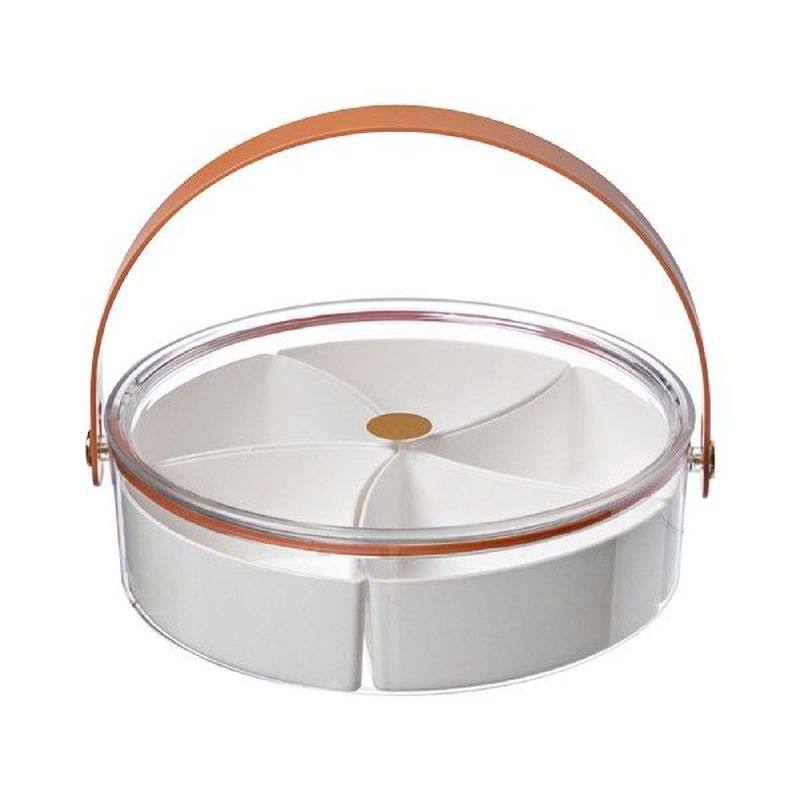 fruit 5 compartment nuts candy appetizer with lid handle
