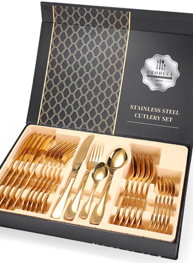 24PCS Multicolor Dinnerware Set Stainless Steel Tableware Se