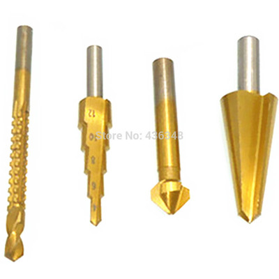 4pc Saw Drill Hole Reamer Chamfer Cutter Bit Hss Umbrella Dr