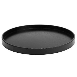 27CM Wooden Round Black Anti-Slip Tea Tray Serving Table For