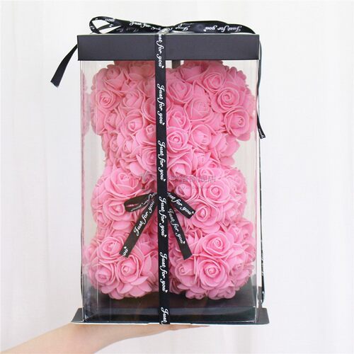 DIY 25 cm teddy rose bear with box artificial PE flower bear