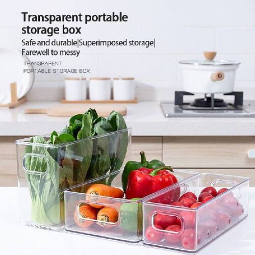 2Pcs Stackable Plastic Food Storage Bins Refrigerator