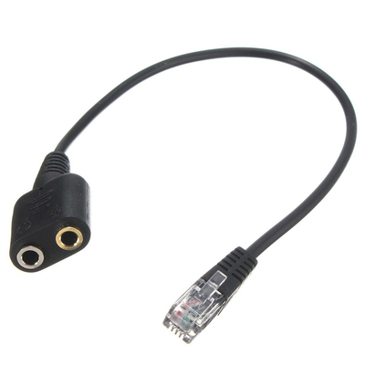 Headset Cable 2 X 3.5mm to RJ9 Jack Adapter Convertor PC Hea