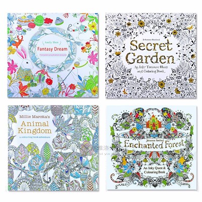 4 pcs  24 Pages Animal Kingdom English Edition Coloring Book