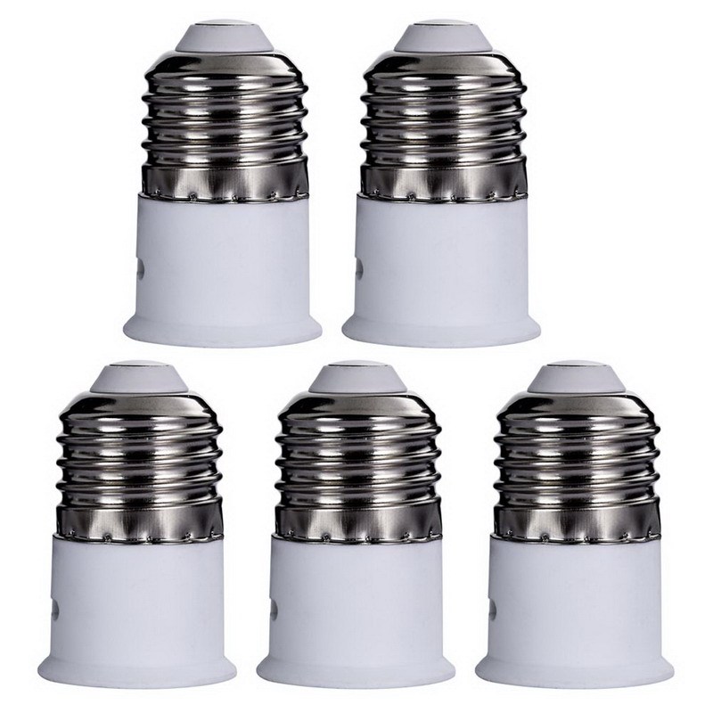 White 5x Lamp Light Bulb Socket Converter Bayonet Cap to Edi