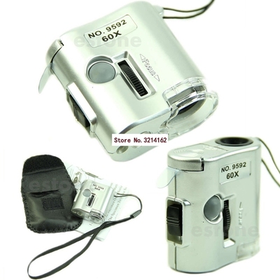 60 X Microscope Jeweler Loupe Lens Illuminated Magnifier Gla