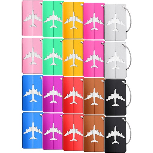 Hot 20 Pcs Metal Luggage Tags Aluminum Suitcase Labels