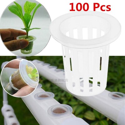 100pcs Mesh Pot Net  Basket Hydroponic Aeroponic Planting Gr