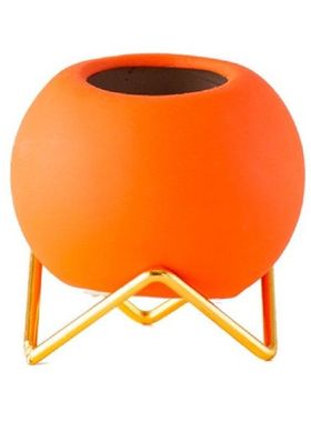 Small Ceramic Flower Pots And Planters With Gold Metal