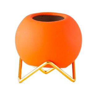 Small Ceramic Flower Pots And Planters With Gold Metal