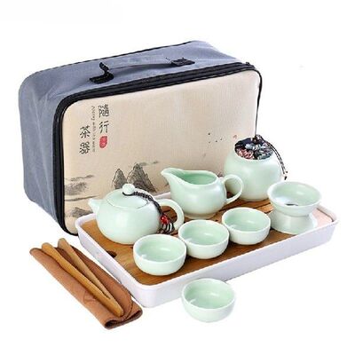 Chinese Travel Kung Fu Tea Set with Bag Ceramic Portable