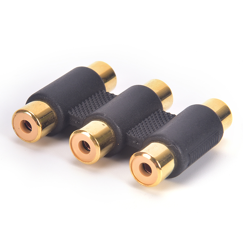 3 Rca Phono To Rca Phono Female Connector/Coupler Female Soc