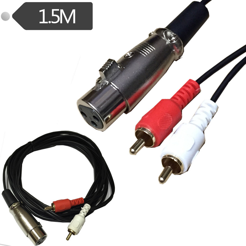 Red whited 2 RCA male to XLR Female audio speaker amp Y cabl