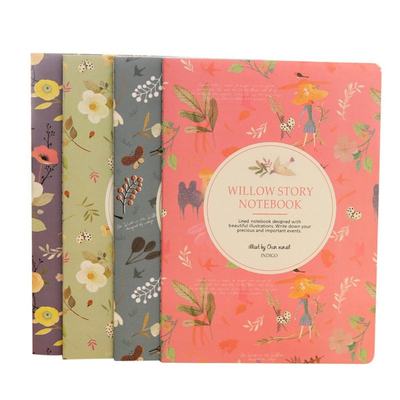 4pcs Printing Notebook Journal Diary Notepad Hard Cover Flor