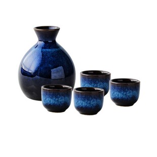 Household Japanese Sake Set Blue Mini Ceramic Flask Decorati