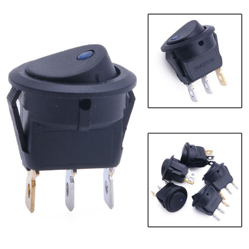 5Pcs 12V Car Round Rocker Dot Boat Blue LED Light Toggle ON/