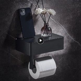 Toilet Paper Holder Wall Mount Shelf With Tray Bathroom