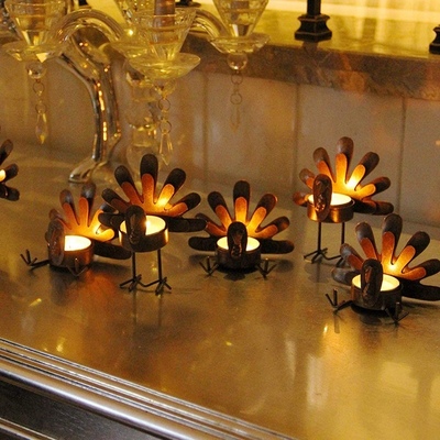 Hot 6 Pack Metal Turkey Tea Light Candle Holders