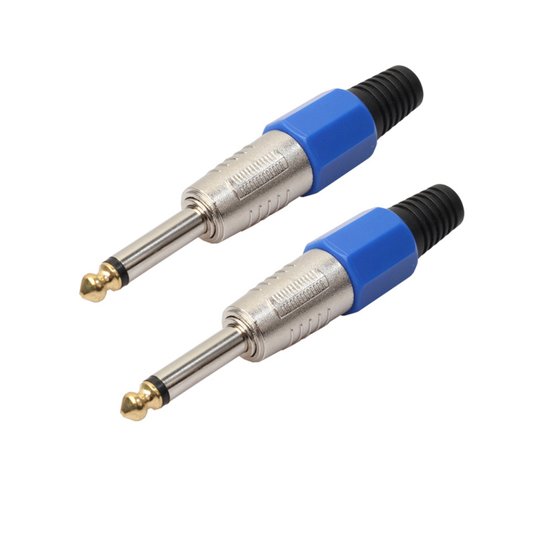 2pc Microphone Cable Plug Mono Phono 1/4 6.35mm Plug Connect