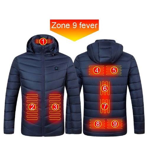 Polyester Heatable Clothing 9 Areas Adults Men Thermal Coat