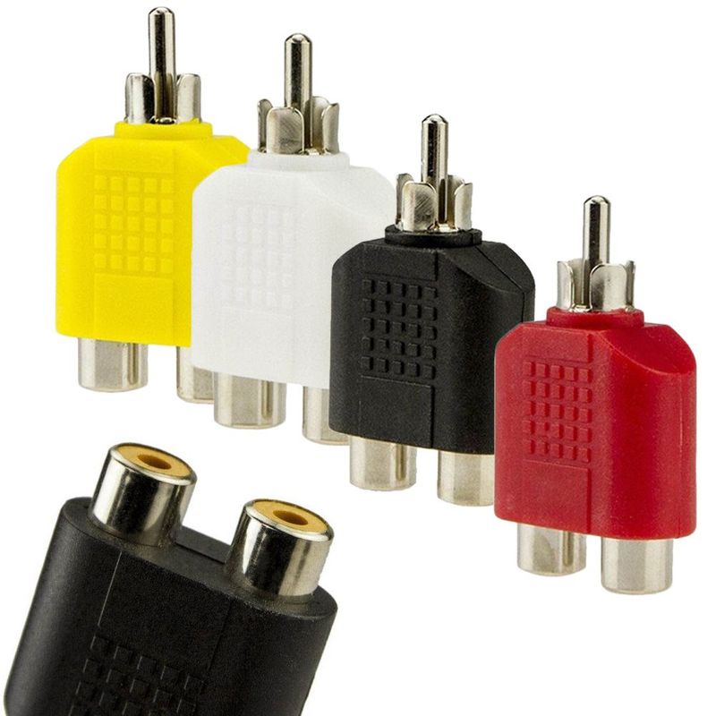 4Pcs RCA Y Splitter AV Audio Video Plug Converter 1-Male to