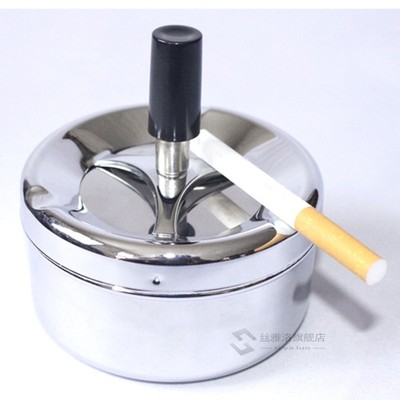 Portable Round Spinning Ashtray Cigarette Ash Stainless Stee