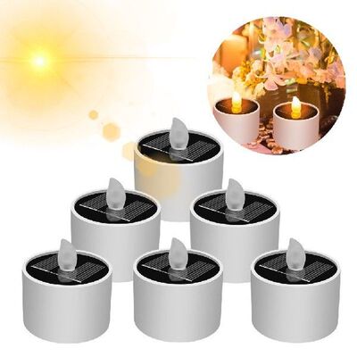 6Pcs Outdoor Flameless Electronic Solar LED Tea Lights