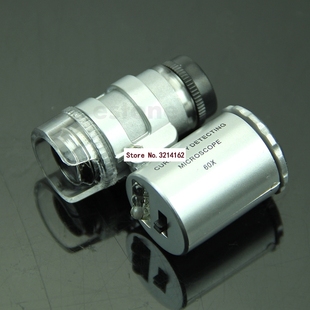 Mini Jeweler 60x LED UV Light Pocket Microscope Jewelry Magn