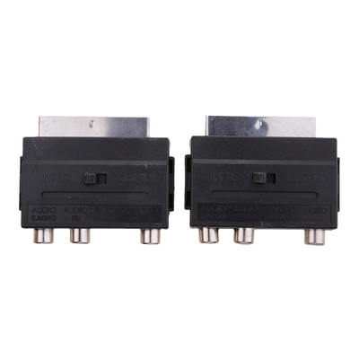 2 Pieces 21Pin SCART Male Plug to Composite 3RCA S-Video AV
