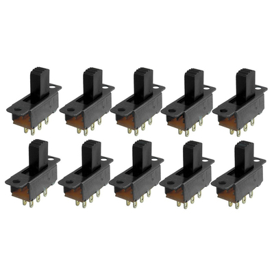 10 Pcs 6 Pins 2 Positions DPDT On/On Mini Slide Switch