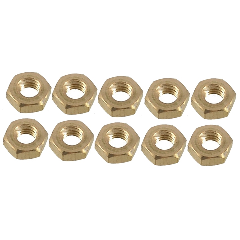 10 Pcs Brass M8 8mm Diameter Thread Hexagonal Screw Nuts
