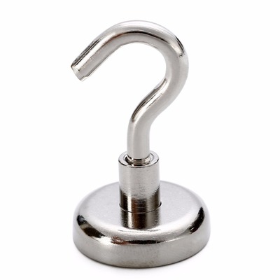 Silver 28kg Powerful Hook Neodymium Magnet 25mm x 41mm For H