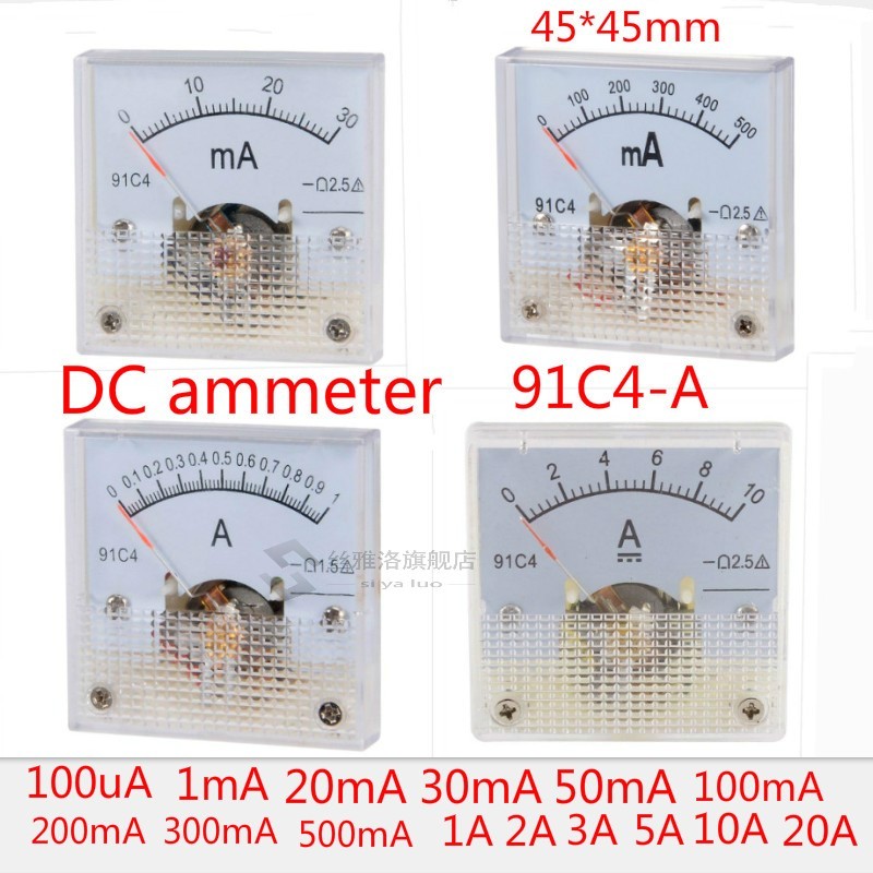 *91C4-A og Current Panel Meter DC 50mA 1A 2A 3A 5A 10A 500mA