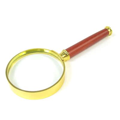 20X Gold Tone Frame Rosewood Handle Grip Magnifying Lens Gla
