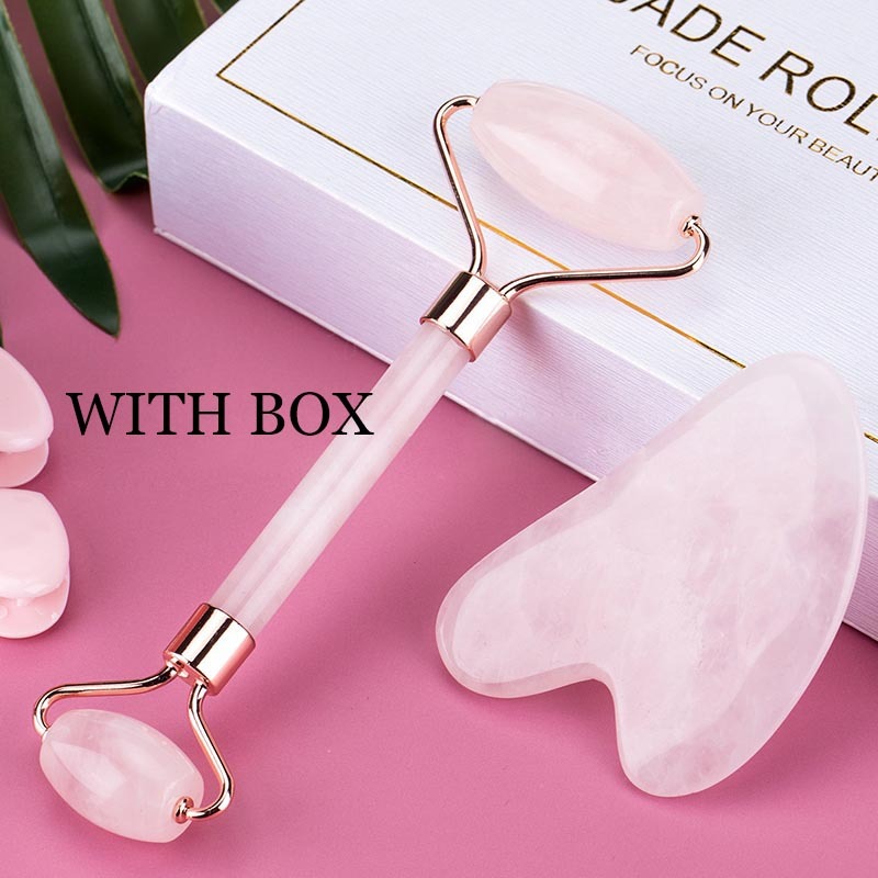 Face Massage Jade Roller Rose Quartz Natural Stone Crystal S