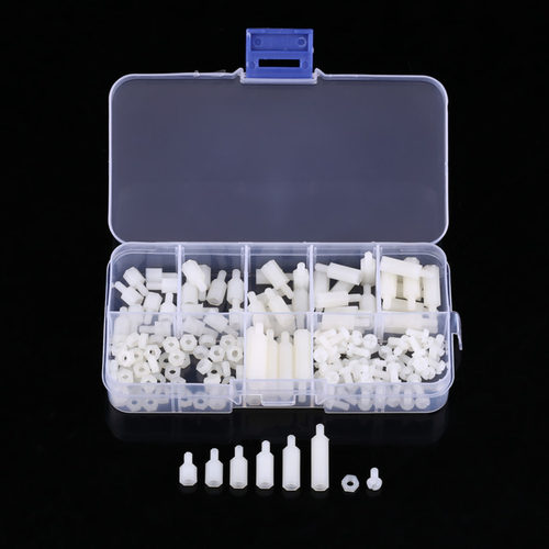 180pcs White M3 Hex Male-Female Standoffs Screws Nuts Assort