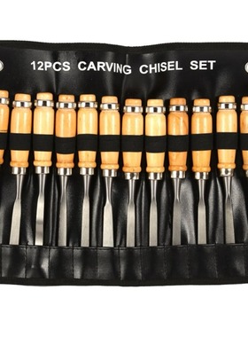 12PCS Wood Carving Hand Chisel Set Lathe Gouges Tools