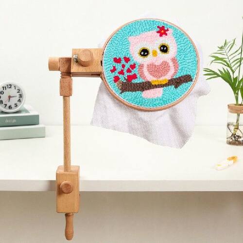 Wooden Embroidery Hoop Adjustable Desktop Stand Stitch Rack
