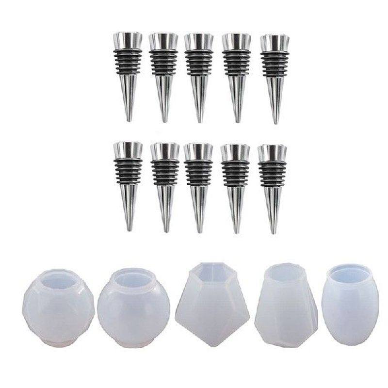 5 piece geometric spherical bottle stopper resin casting