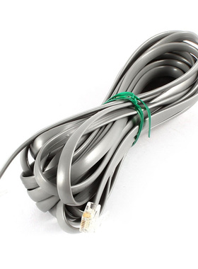 Gray Noodles 6P6C RJ11 M/M Flat Telephone Cable Cord 5M 16ft