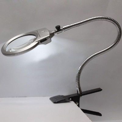 New 2.5x 5x Lighted Illuminated Magnifier Clip-on Table Top