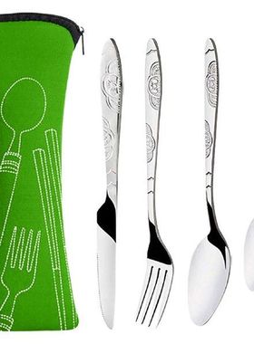 5pcs Travel With Case Cutlery Set  Spoon Fork Outdoor