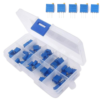 50 Pcs 10 Values Assortment 3296W Multiturn Variable Resisto