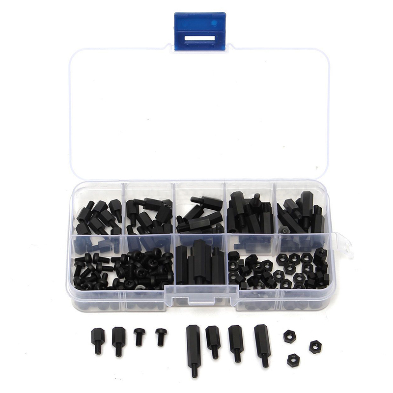 180Pcs Black M3 Hex Column MaleFemale Standoff Spacers Screw